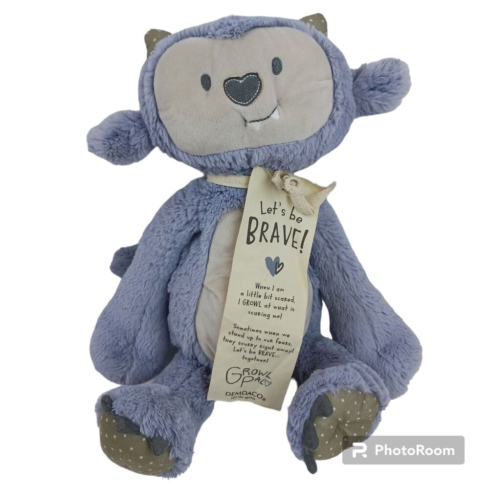 Demdaco Growl Pal Plush 17" Stuffed Toy Heart Nose Monster Let's Be Brave